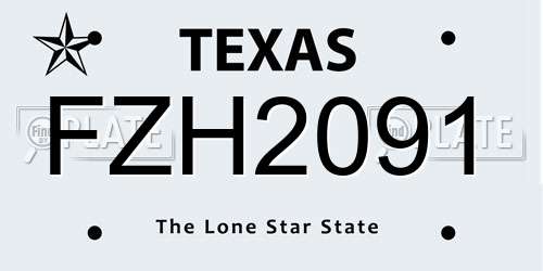 FZH2091 Texas License Plate