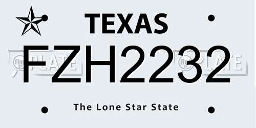 FZH2232 Texas License Plate