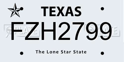 FZH2799 Texas License Plate
