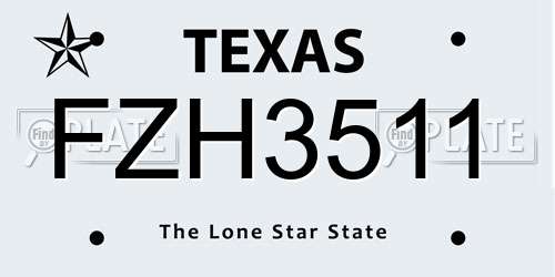 FZH3511 Texas License Plate