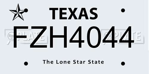 FZH4044 Texas License Plate