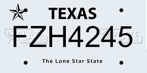 FZH4245 Texas License Plate
