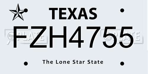 FZH4755 Texas License Plate