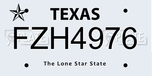 FZH4976 Texas License Plate
