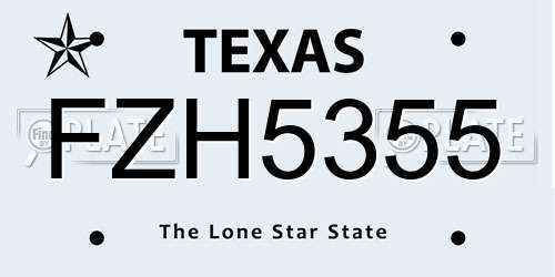 FZH5355 Texas License Plate
