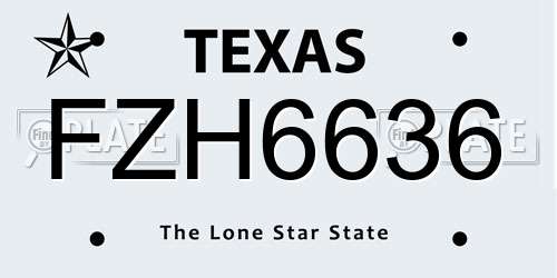 FZH6636 Texas License Plate