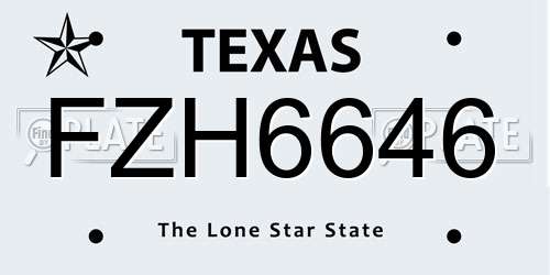 FZH6646 Texas License Plate