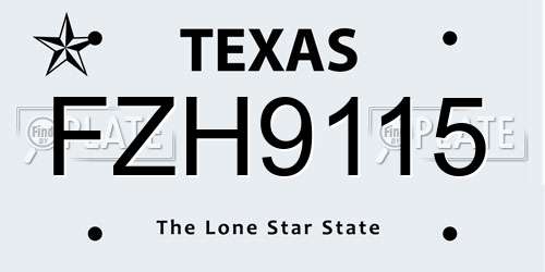 FZH9115 Texas License Plate