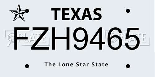 FZH9465 Texas License Plate