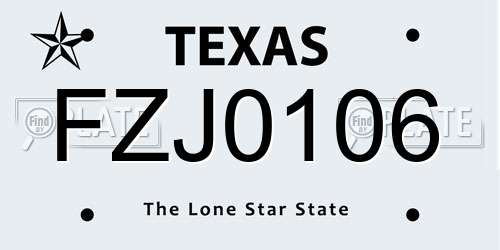 FZJ0106 Texas License Plate