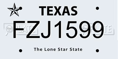 FZJ1599 Texas License Plate