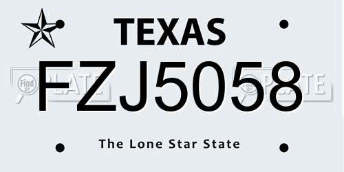 FZJ5058 Texas License Plate