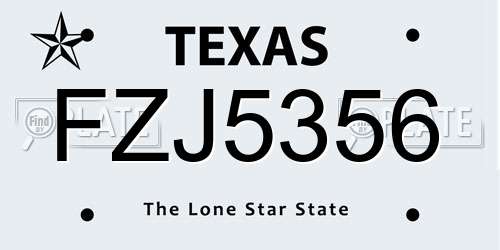 FZJ5356 Texas License Plate