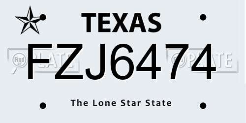 FZJ6474 Texas License Plate