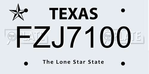 FZJ7100 Texas License Plate