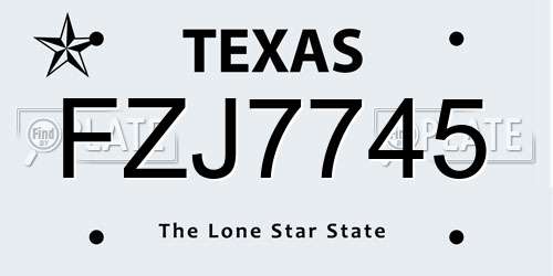 FZJ7745 Texas License Plate