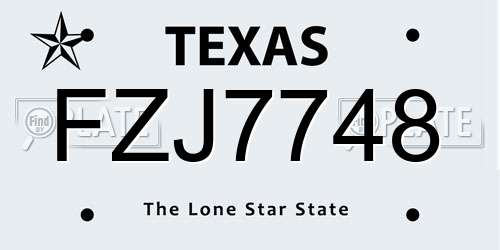 FZJ7748 Texas License Plate