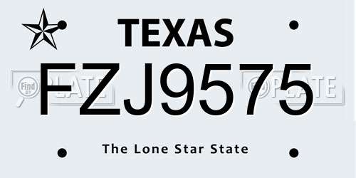 FZJ9575 Texas License Plate