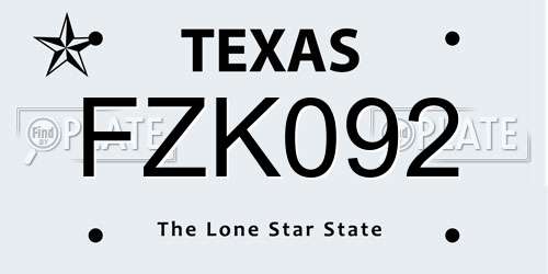 FZK092 Texas License Plate