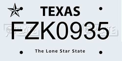 FZK0935 Texas License Plate
