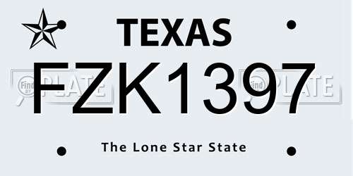 FZK1397 Texas License Plate