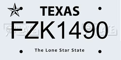 FZK1490 Texas License Plate