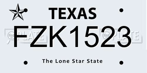 FZK1523 Texas License Plate