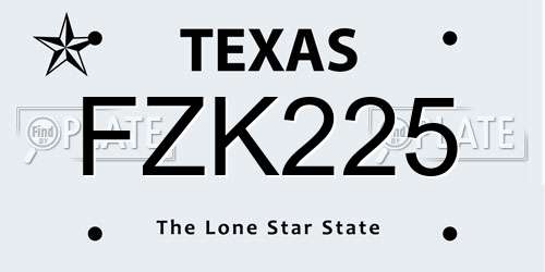 FZK225 Texas License Plate