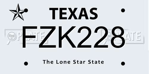 FZK228 Texas License Plate