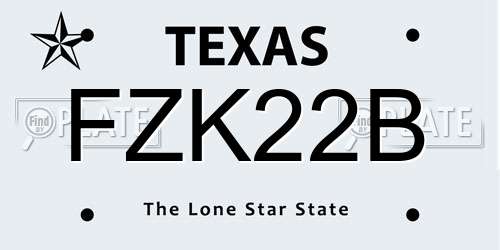 FZK22B Texas License Plate