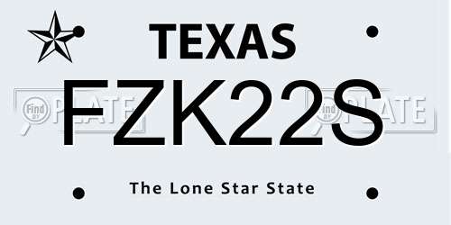 FZK22S Texas License Plate
