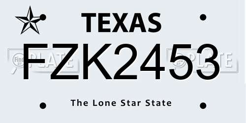 FZK2453 Texas License Plate
