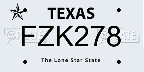 FZK278 Texas License Plate