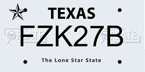 FZK27B Texas License Plate