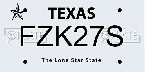 FZK27S Texas License Plate