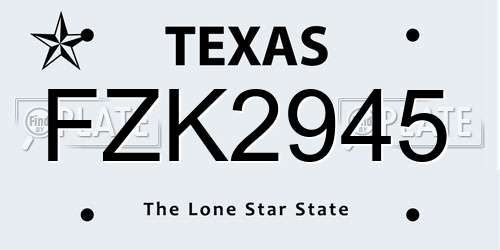 FZK2945 Texas License Plate