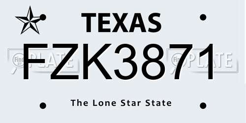 FZK3871 Texas License Plate