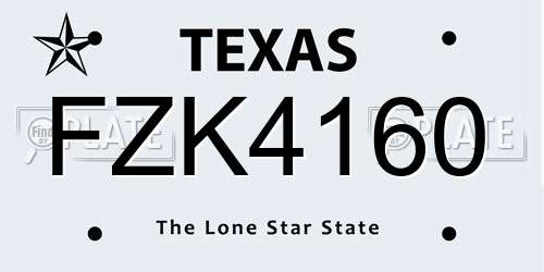 FZK4160 Texas License Plate