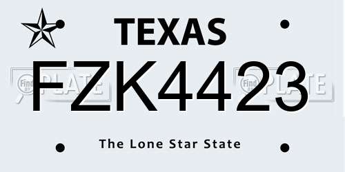FZK4423 Texas License Plate