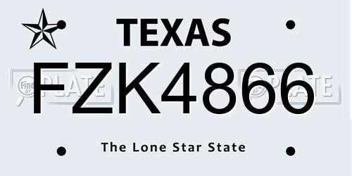 FZK4866 Texas License Plate