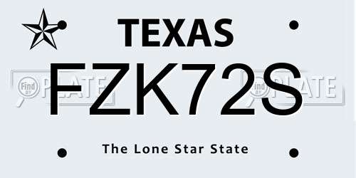 FZK72S Texas License Plate