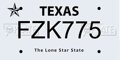 FZK775 Texas License Plate