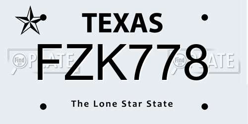 FZK778 Texas License Plate