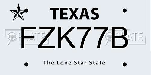 FZK77B Texas License Plate