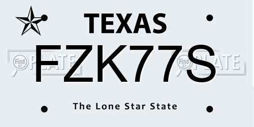 FZK77S Texas License Plate