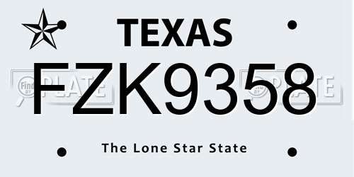 FZK9358 Texas License Plate