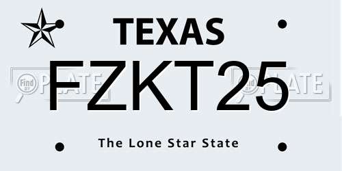 FZKT25 Texas License Plate