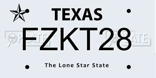 FZKT28 Texas License Plate