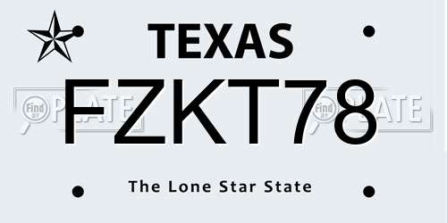 FZKT78 Texas License Plate