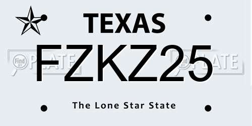 FZKZ25 Texas License Plate
